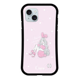 iPhone15Plus グリップ 耐衝撃ケース ピンクバニー ピンク