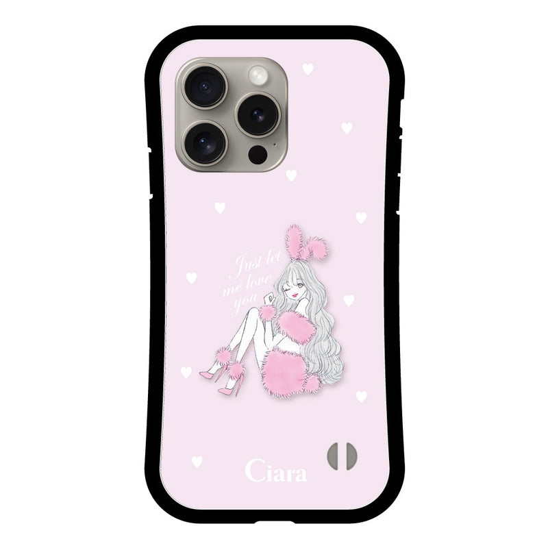 iPhoneケース グリップ 耐衝撃ケース ピンクバニー
