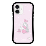 iPhone16 グリップ 耐衝撃ケース ピンクバニー ピンク
