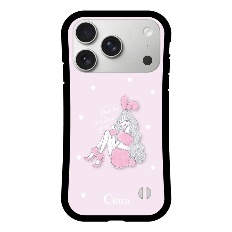 iPhoneケース グリップ 耐衝撃ケース ピンクバニー