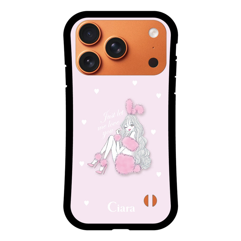 iPhoneケース グリップ 耐衝撃ケース ピンクバニー