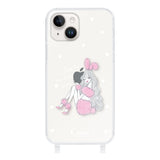 iPhone14 ストラップクリアケース ピンクバニー クリア