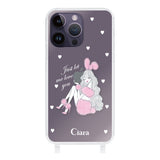 iPhone14ProMax ストラップクリアケース ピンクバニー クリア