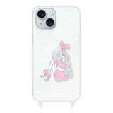 iPhone15Plus ストラップクリアケース ピンクバニー クリア