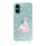 iPhone16Plus ストラップクリアケース ピンクバニー クリア