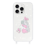 iPhone16ProMax ストラップクリアケース ピンクバニー クリア