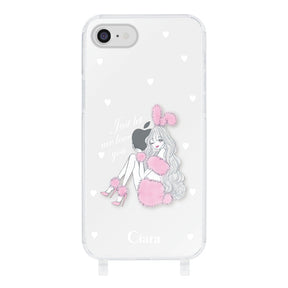 iPhoneSE2/SE3 ストラップクリアケース ピンクバニー クリア