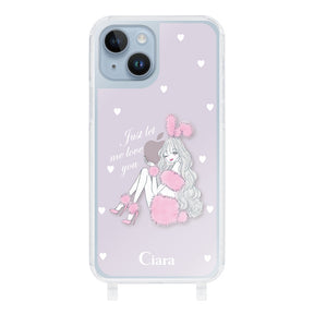 iPhone14Plus ストラップクリアケース ピンクバニー ピンク
