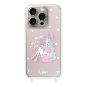 iPhone15Pro ストラップクリアケース ピンクバニー ピンク