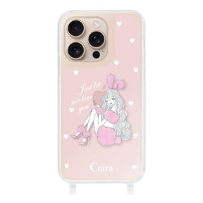 iPhone16Pro ストラップクリアケース ピンクバニー ピンク