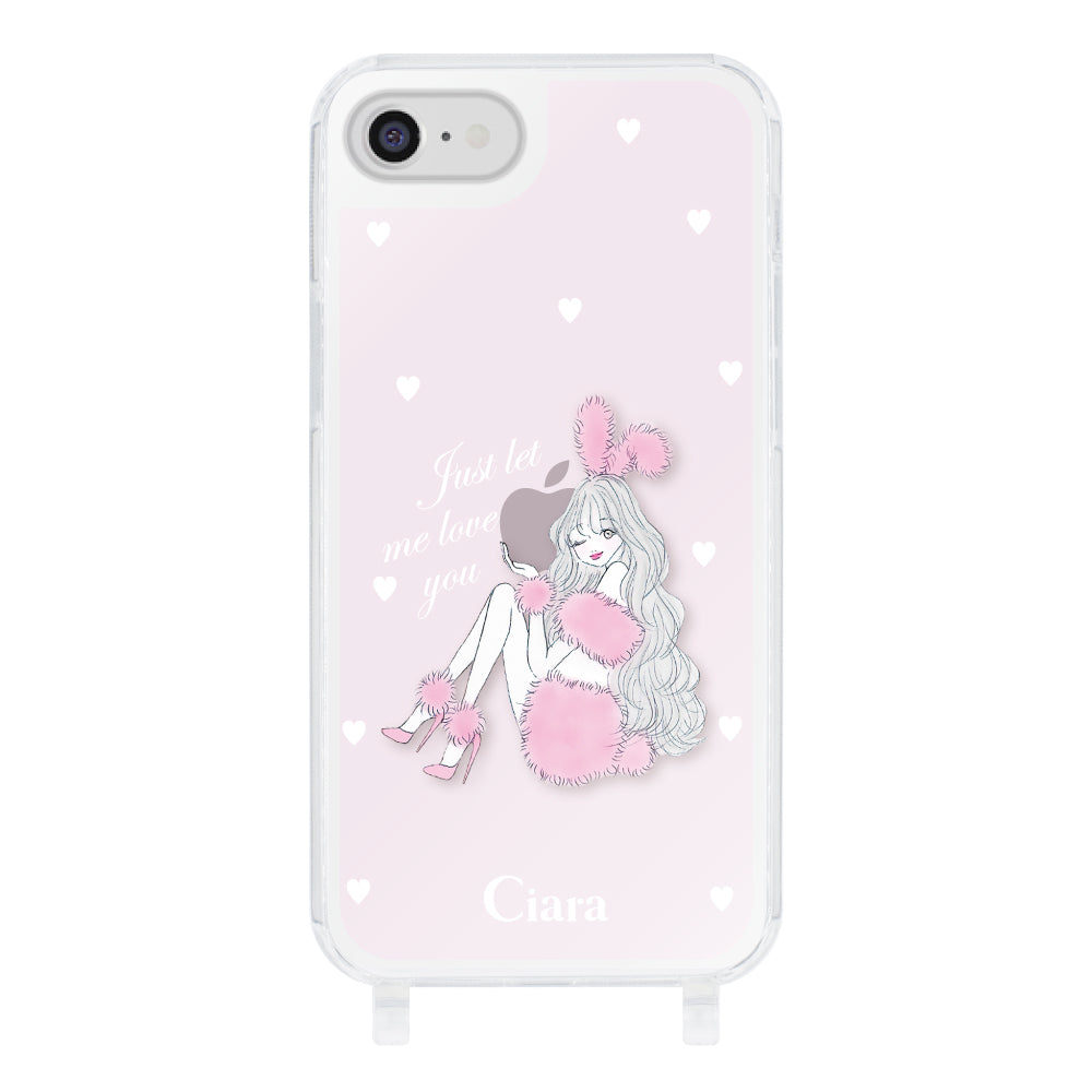 iPhoneSE2/SE3 ストラップクリアケース ピンクバニー ピンク