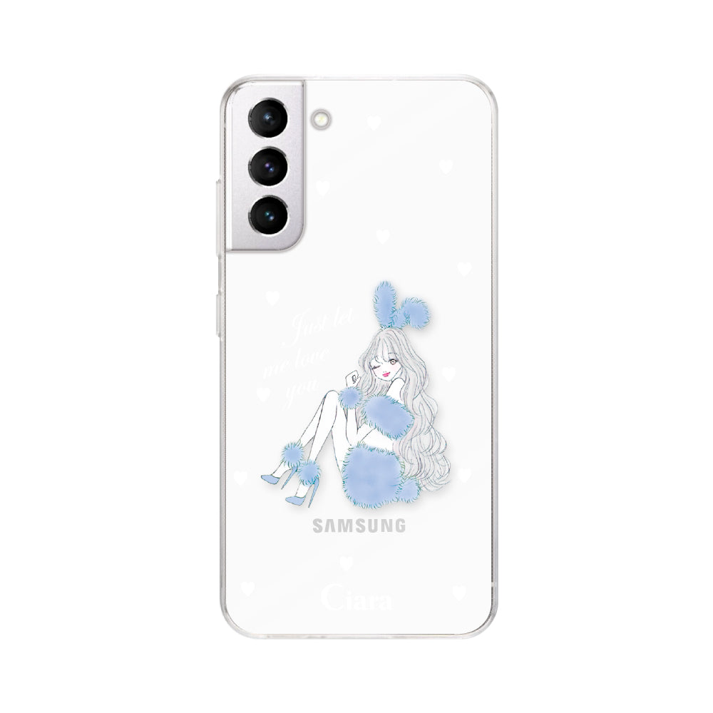 GalaxyS21ケース クリアケース ブルーバニー クリア
