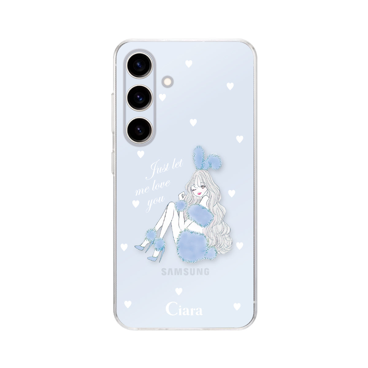 GalaxyS25 クリアケース ブルーバニー クリア