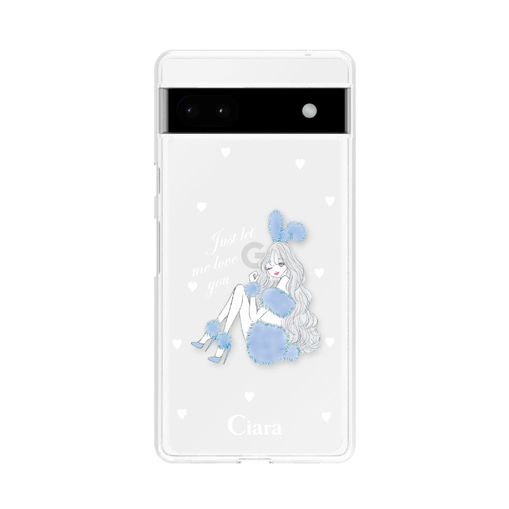 GooglePixel6a クリアケース ブルーバニー クリア