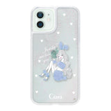 iPhone12mini グリッター オイルクリアケース ブルーバニー ホワイト