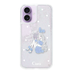 iPhoneケース グリッター オイルクリアケース ブルーバニー