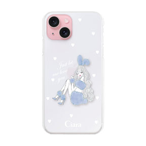 iPhone15 ハイブリッド クリアケース ブルーバニー ブルー