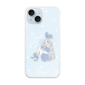 iPhone15Plus ハイブリッド クリアケース ブルーバニー ブルー