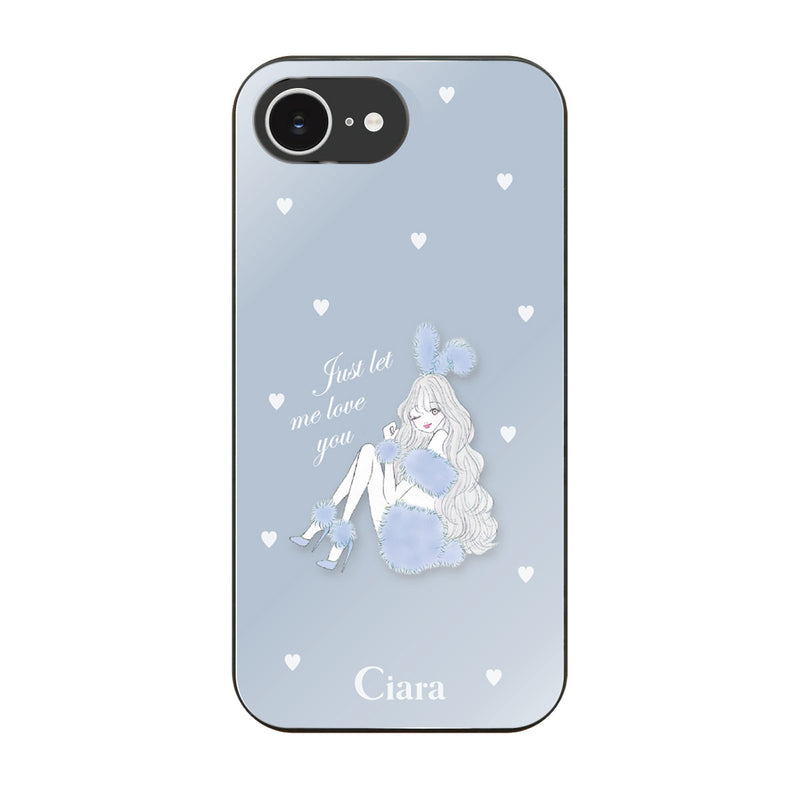 iPhoneケース ガラス 強化ガラスケース ブルーバニー