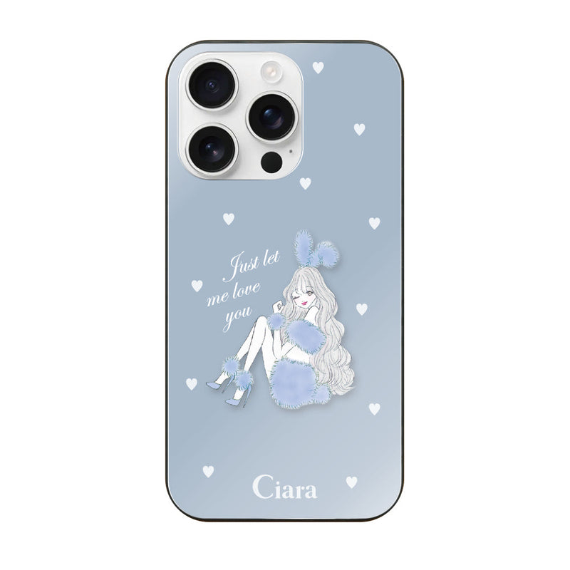 iPhoneケース ガラス 強化ガラスケース ブルーバニー