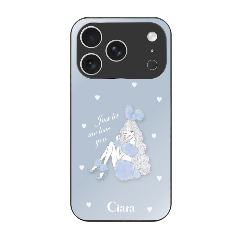 iPhoneケース ガラス 強化ガラスケース ブルーバニー