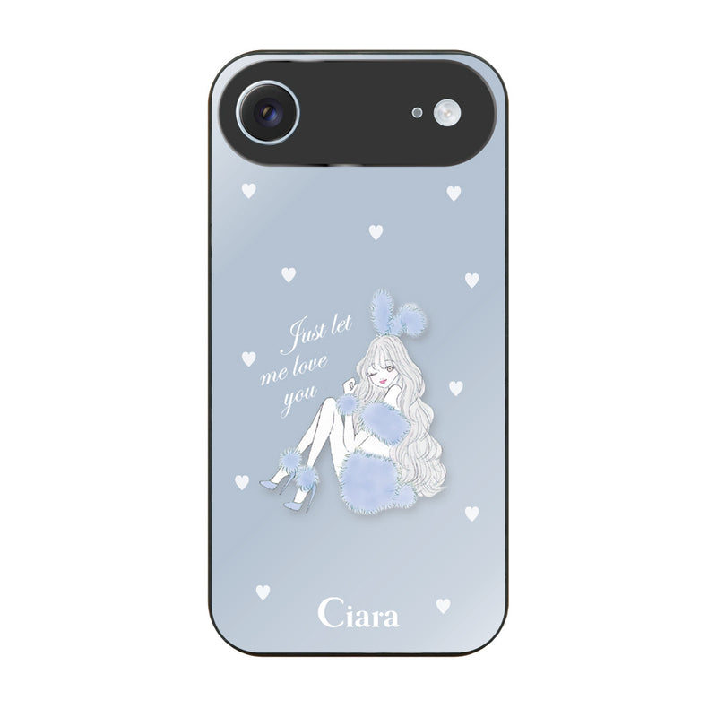 iPhoneケース ガラス 強化ガラスケース ブルーバニー
