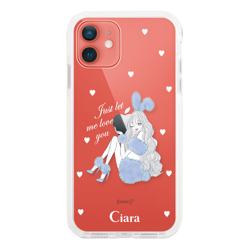iPhoneケース クッションバンパー 耐衝撃クリアケース ブルーバニー