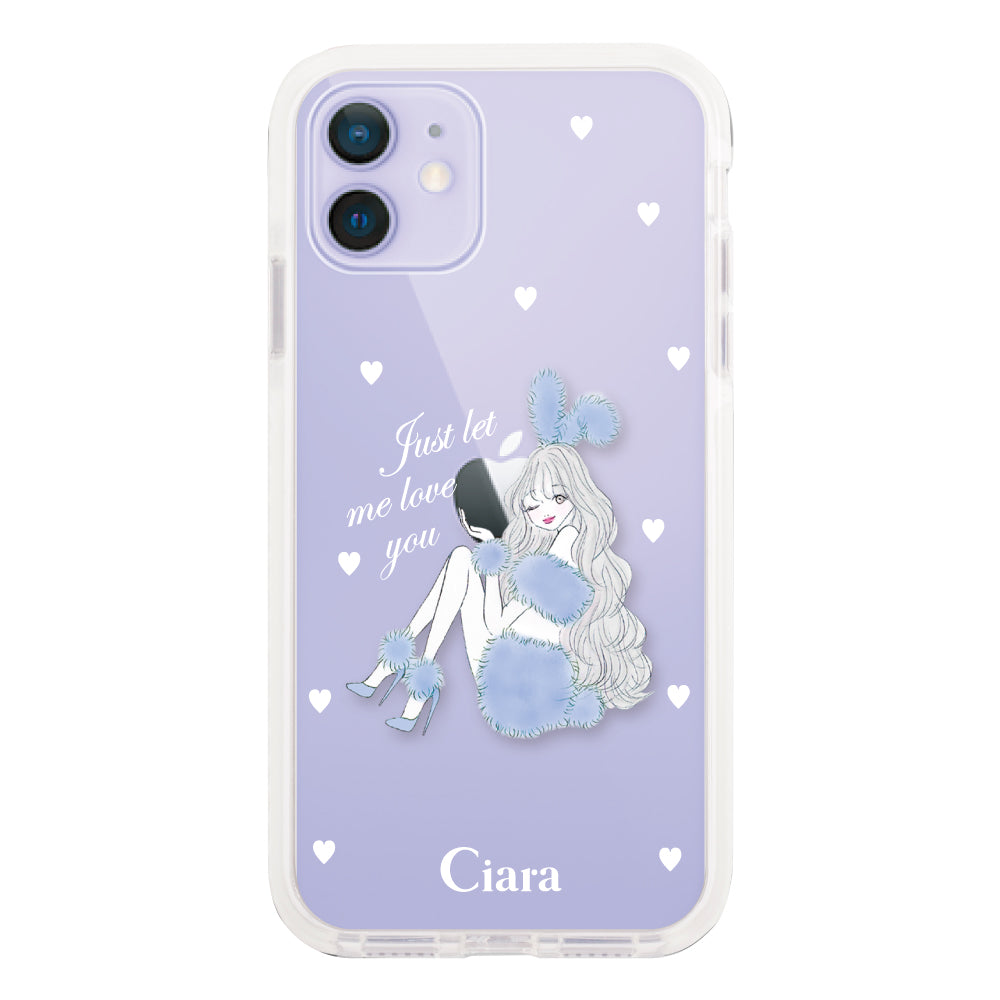 iPhone12/12Pro クッションバンパー 耐衝撃クリアケース ブルーバニー ブルー