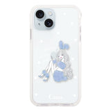 iPhone15Plus クッションバンパー 耐衝撃クリアケース ブルーバニー ブルー