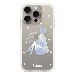iPhone15Pro クッションバンパー 耐衝撃クリアケース ブルーバニー ブルー