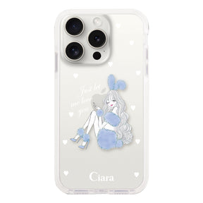 iPhone15ProMax クッションバンパー 耐衝撃クリアケース ブルーバニー ブルー