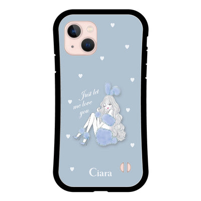 iPhoneケース グリップ 耐衝撃ケース ブルーバニー