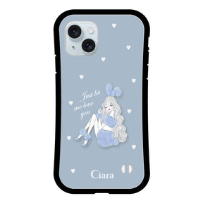 iPhone15Plus グリップ 耐衝撃ケース ブルーバニー ブルー