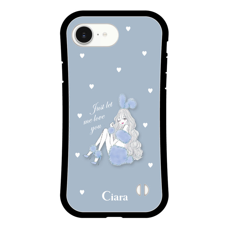 iPhoneケース グリップ 耐衝撃ケース ブルーバニー