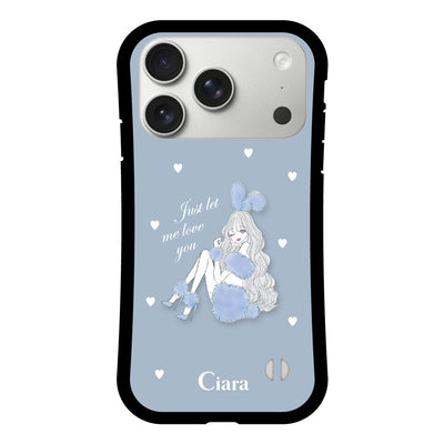iPhoneケース グリップ 耐衝撃ケース ブルーバニー