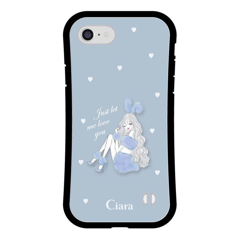 iPhoneケース グリップ 耐衝撃ケース ブルーバニー