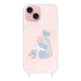 iPhone15 ストラップクリアケース ブルーバニー クリア