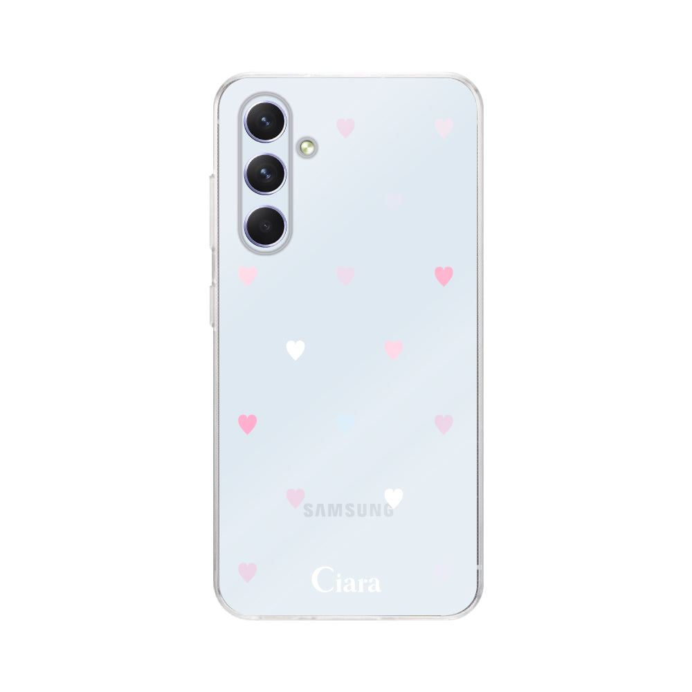 GalaxyA55ケース クリアケース パステルハート パステル