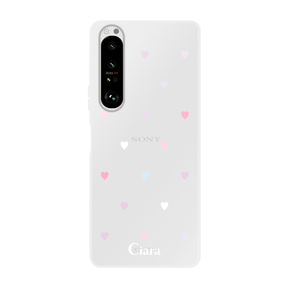 Xperia1Ⅱ クリアケース パステルハート パステル