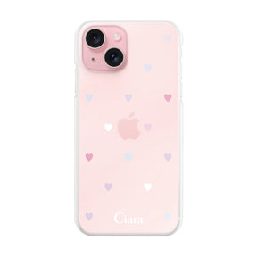 iPhone15 ハイブリッド クリアケース パステルハート パステル