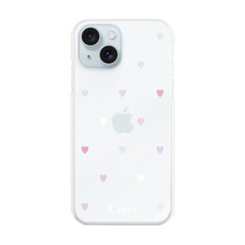 iPhoneケース ハイブリッド クリアケース パステルハート