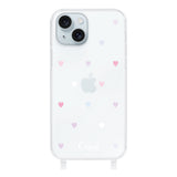 iPhone15Plus ストラップクリアケース パステルハート パステル