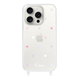 iPhone15ProMax ストラップクリアケース パステルハート パステル