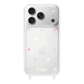 iPhone17Pro ストラップクリアケース パステルハート パステル