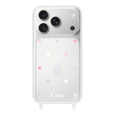 iPhoneケース  ストラップクリアケース パステルハート