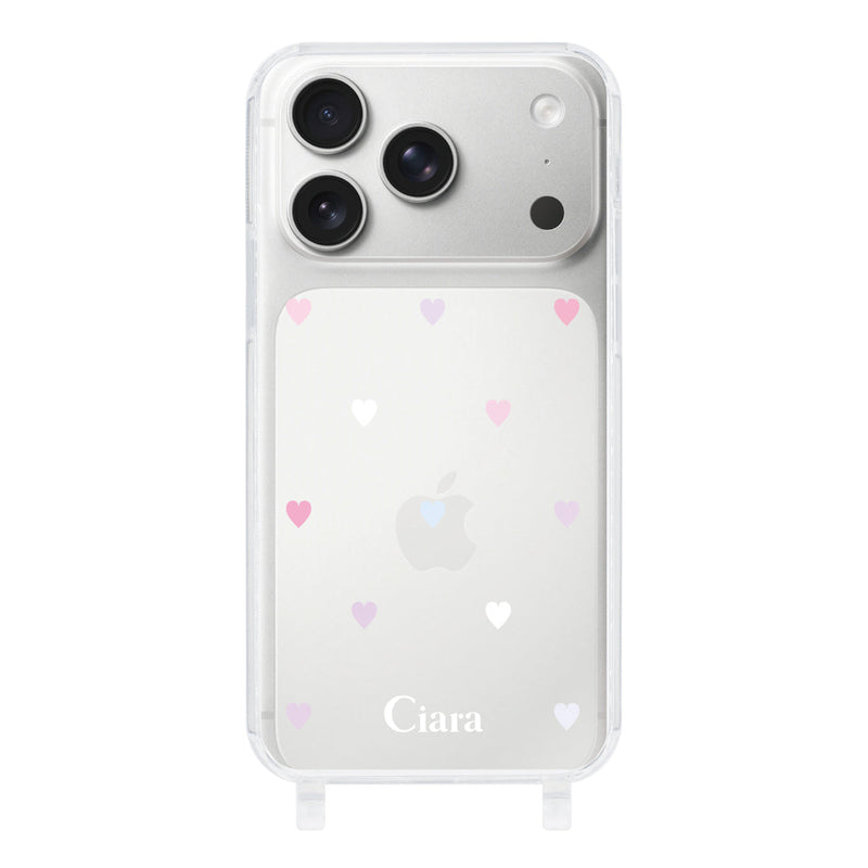iPhoneケース  ストラップクリアケース パステルハート