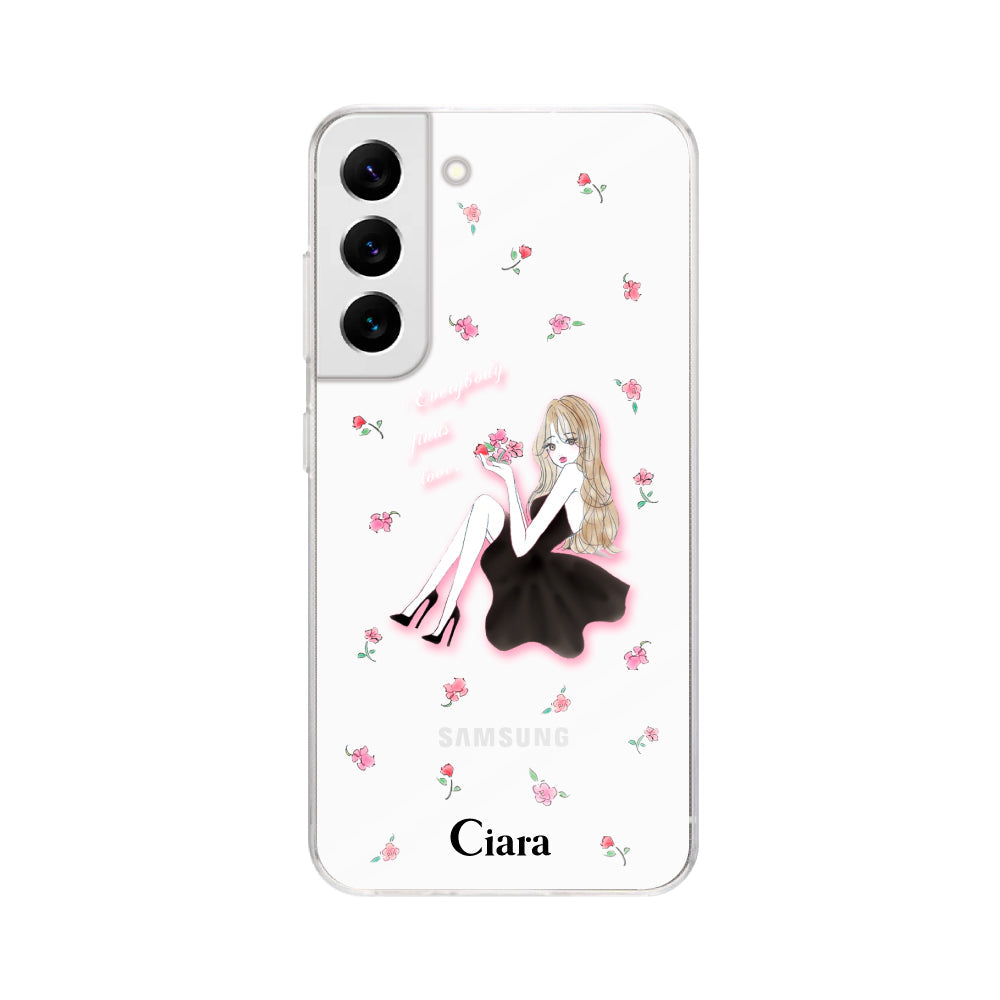 GalaxyS22ケース クリアケース ラベンダーブラックガール クリア