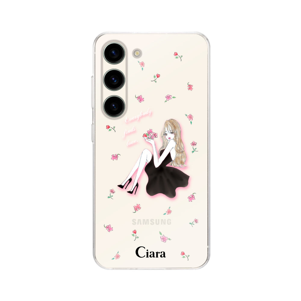 GalaxyS23ケース クリアケース ラベンダーブラックガール クリア