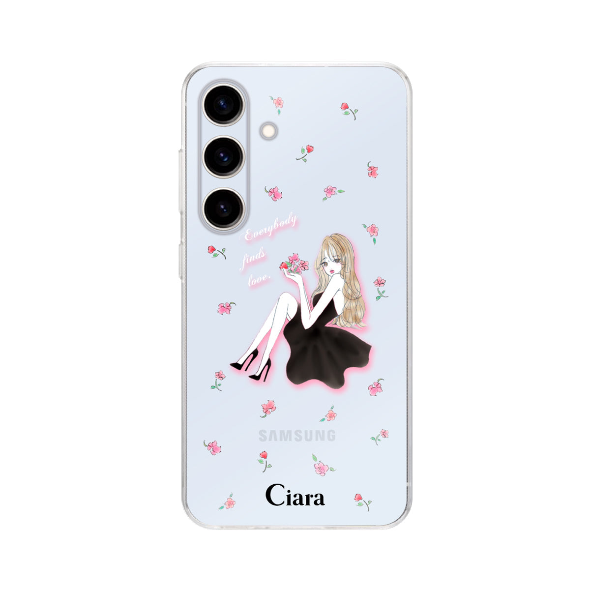 GalaxyS25 クリアケース ラベンダーブラックガール クリア