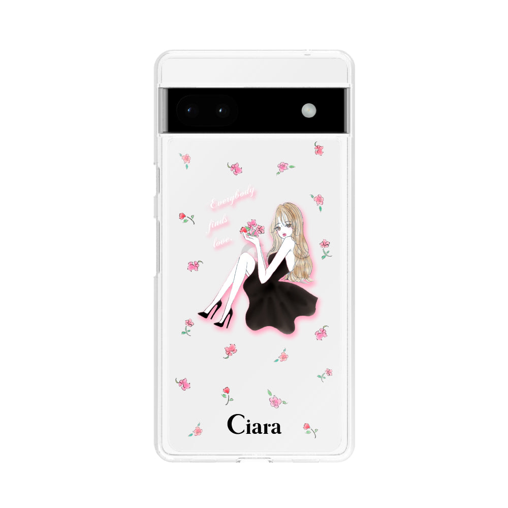 GooglePixel6a クリアケース ラベンダーブラックガール クリア